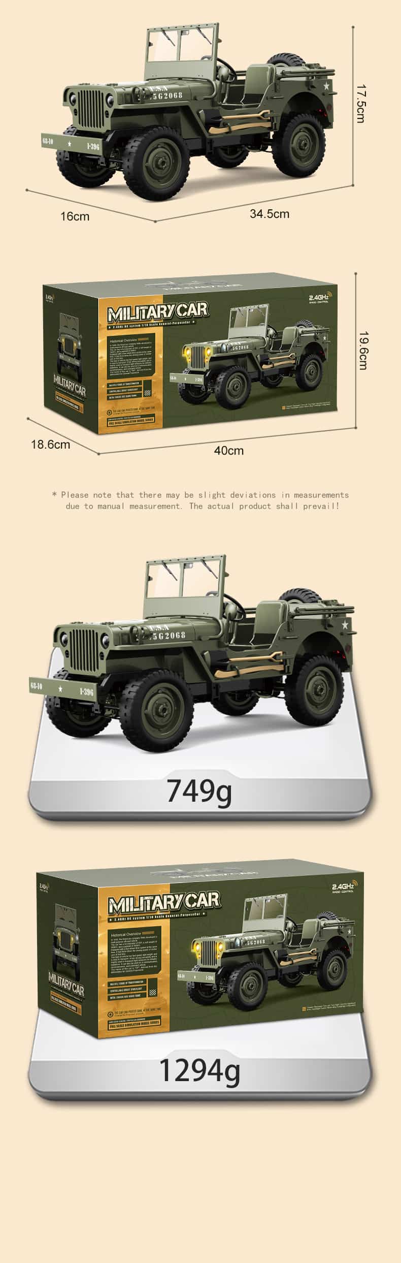 JJRC / C8815 / 1/10 Scale 4WD RC Fun Car Willys Model