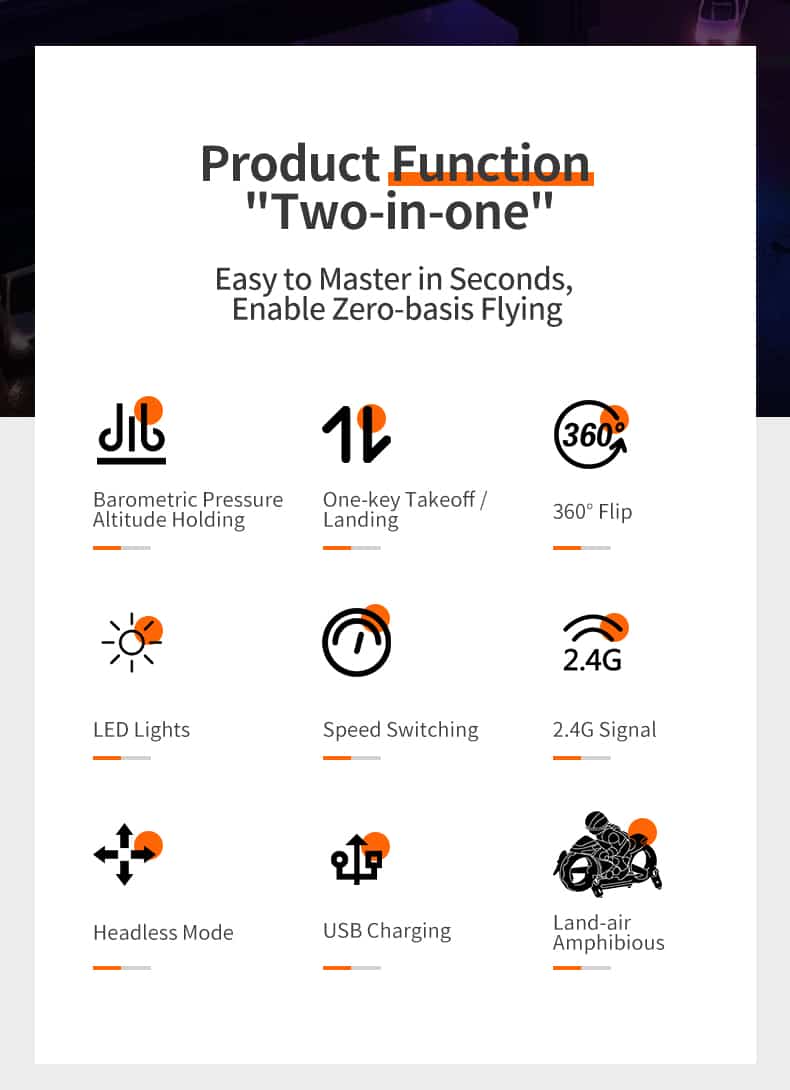 JJRC/H141 / 2-in-1 Land Air RC Flying Motorcycle