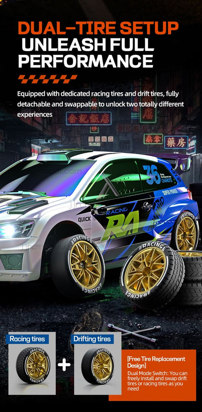 JJRC /C8845 1/24 Scale 4WD RC Drift Car / Full Proportional with Gyro/LED Lights/ Sound & Exhaust Spray