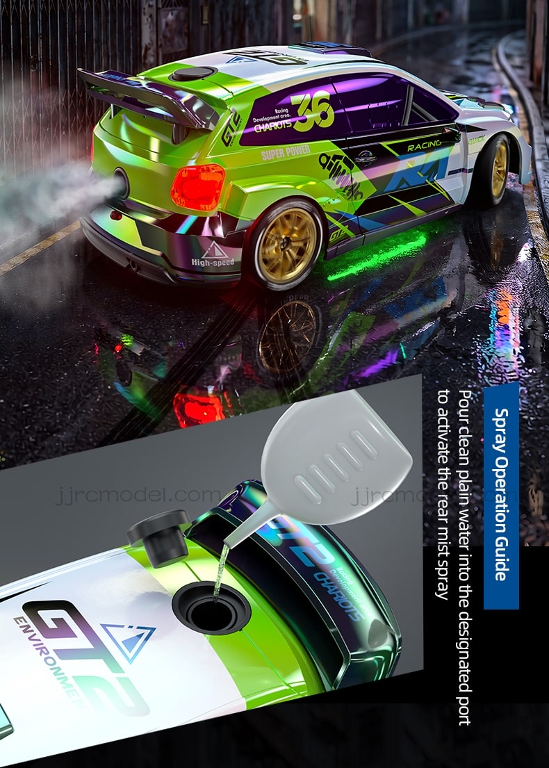 JJRC /C8845 1/24 Scale 4WD RC Drift Car / Full Proportional with Gyro/LED Lights/ Sound & Exhaust Spray