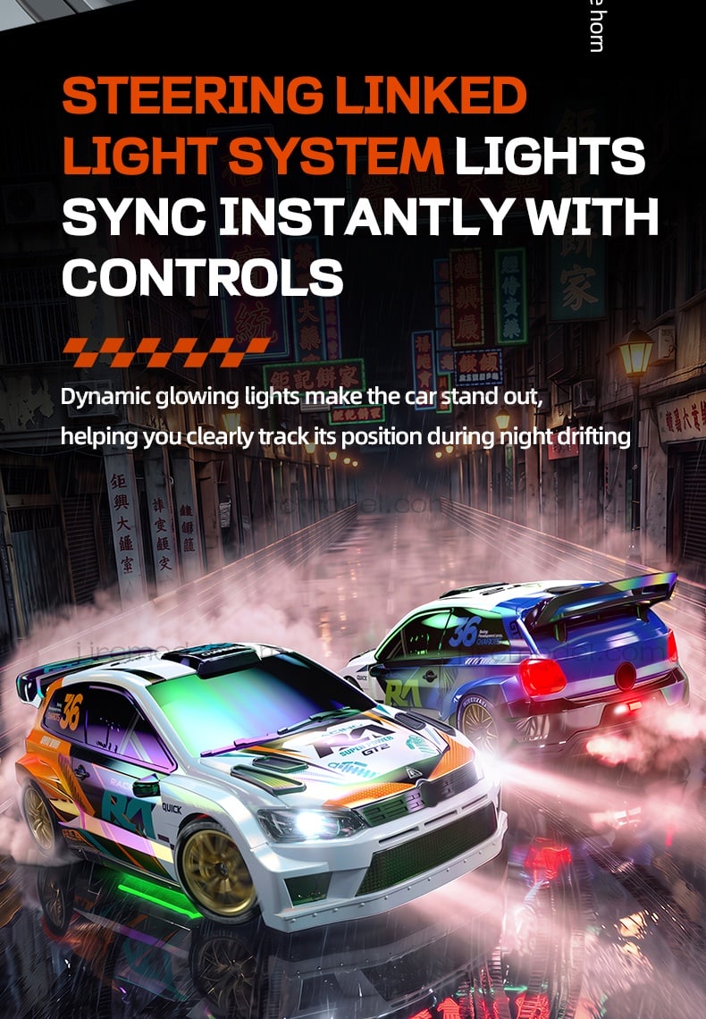 JJRC /C8845 1/24 Scale 4WD RC Drift Car / Full Proportional with Gyro/LED Lights/ Sound & Exhaust Spray