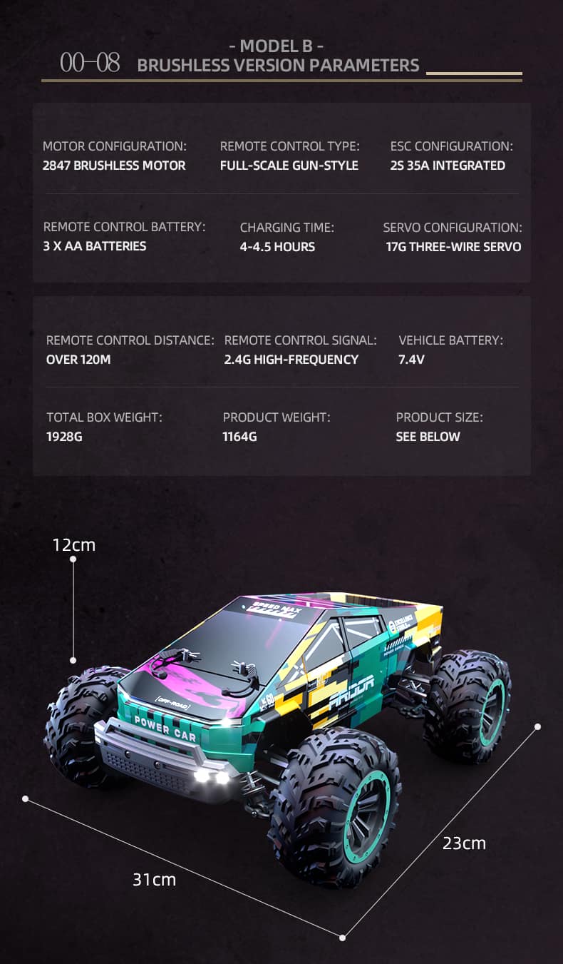 JJRC / C8821 / 1/16 Scale 4WD RC Off-Road Truck High Speed Metal Drive