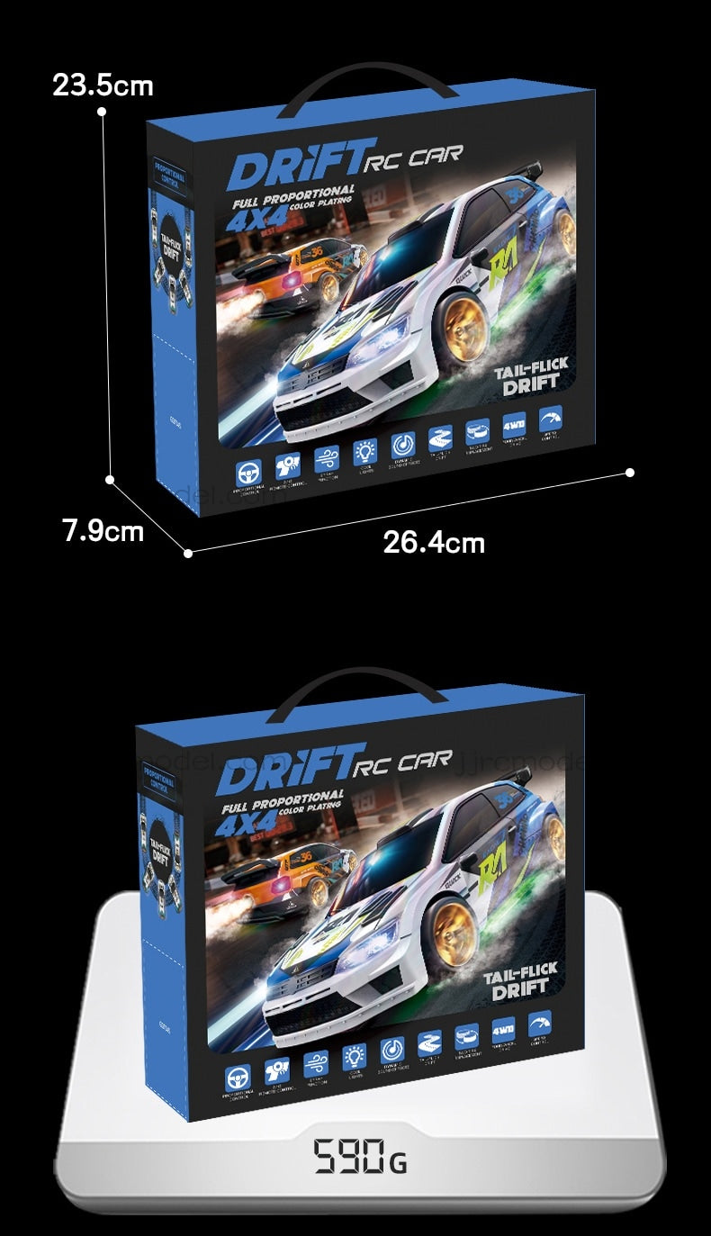 JJRC /C8845 1/24 Scale 4WD RC Drift Car / Full Proportional with Gyro/LED Lights/ Sound & Exhaust Spray