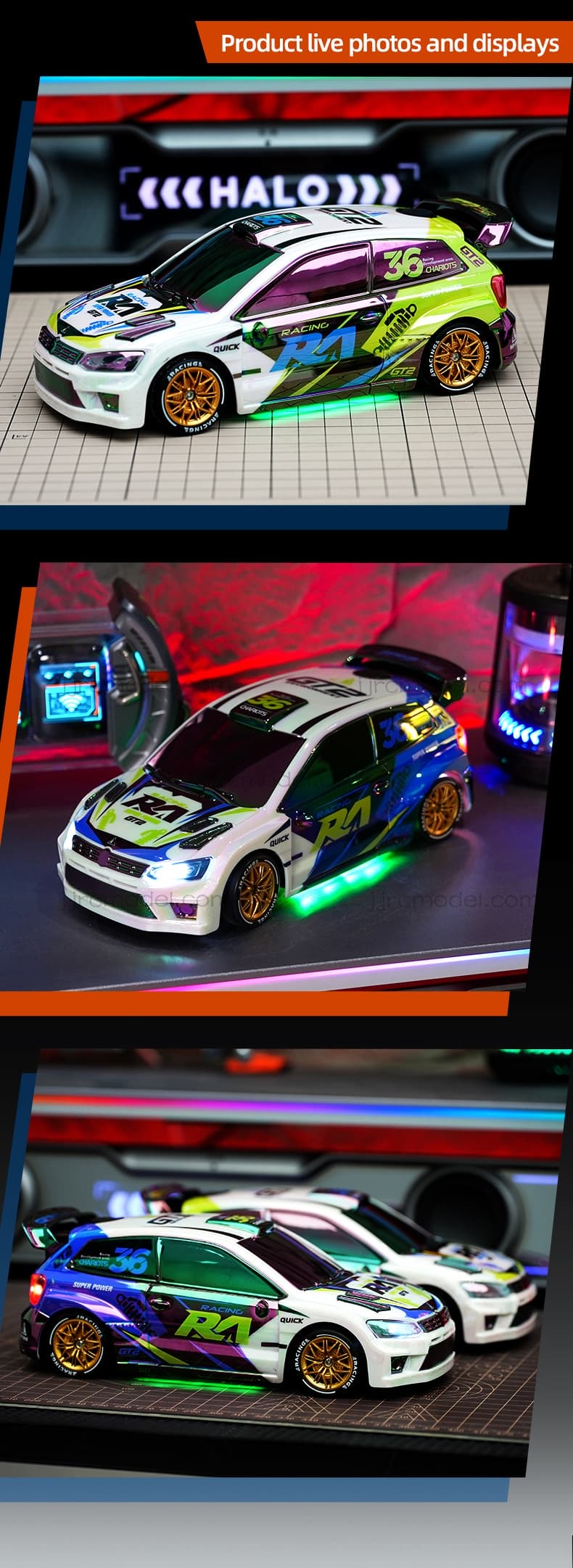JJRC /C8845 1/24 Scale 4WD RC Drift Car / Full Proportional with Gyro/LED Lights/ Sound & Exhaust Spray