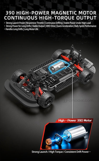 JJRC C8846 1/14 Scale 4WD RC Rally Car / Full Proportional with Gyro/LED Lights/ 3 Speed Modes