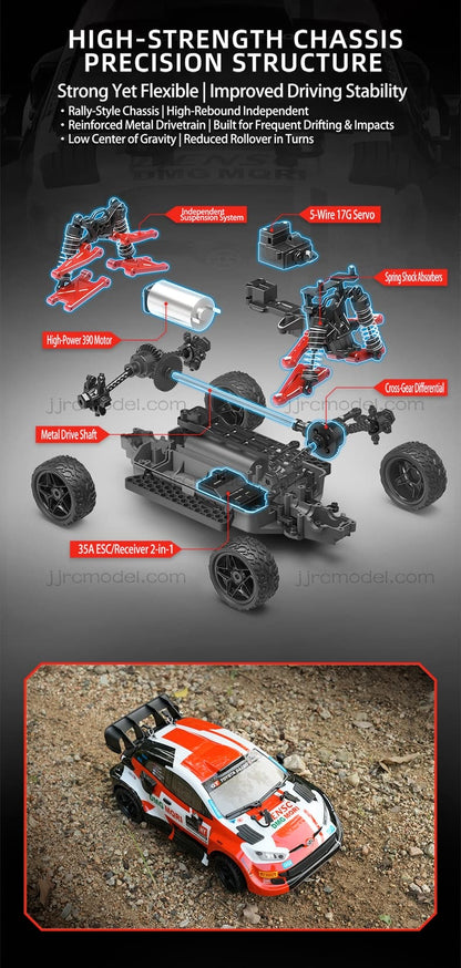 JJRC C8846 1/14 Scale 4WD RC Rally Car / Full Proportional with Gyro/LED Lights/ 3 Speed Modes