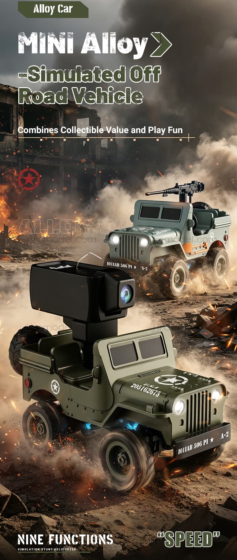 JJRC / Q246 / Mini RC / Q-Scale Alloy Willys Military Jeep Desktop Off-Road Car