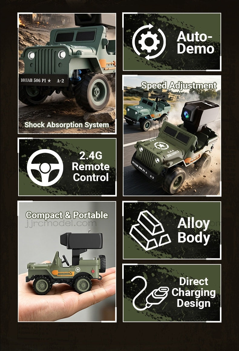 JJRC / Q246 / Mini RC / Q-Scale Alloy Willys Military Jeep Desktop Off-Road Car