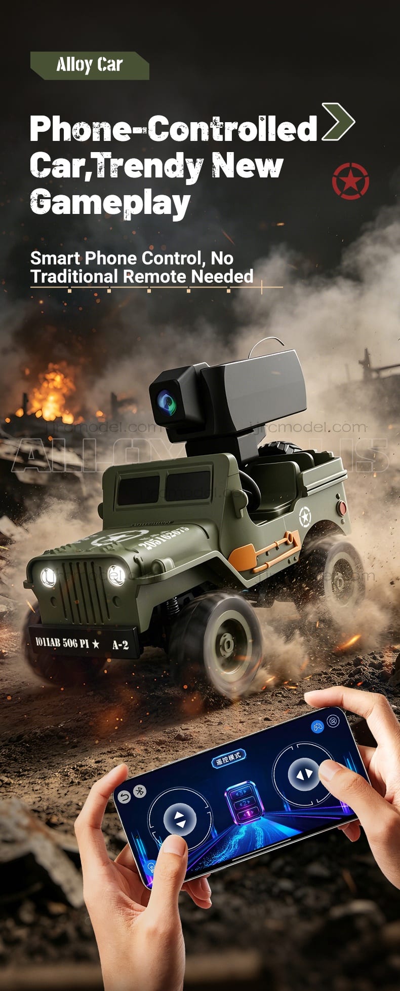 JJRC / Q246 / Mini RC / Q-Scale Alloy Willys Military Jeep Desktop Off-Road Car