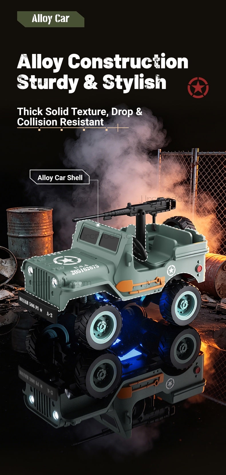 JJRC / Q246 / Mini RC / Q-Scale Alloy Willys Military Jeep Desktop Off-Road Car