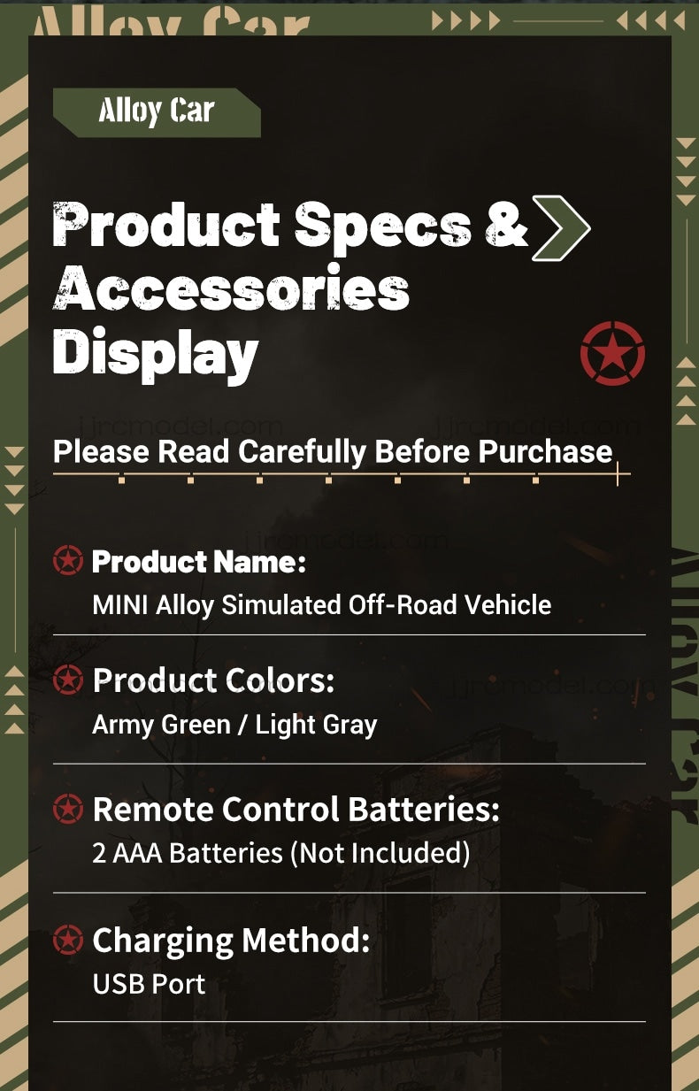 JJRC / Q246 / Mini RC / Q-Scale Alloy Willys Military Jeep Desktop Off-Road Car